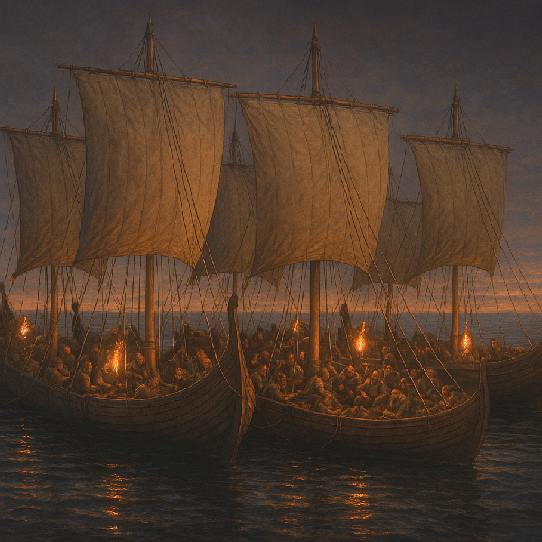 Norman fleet at anchor in the English Channel