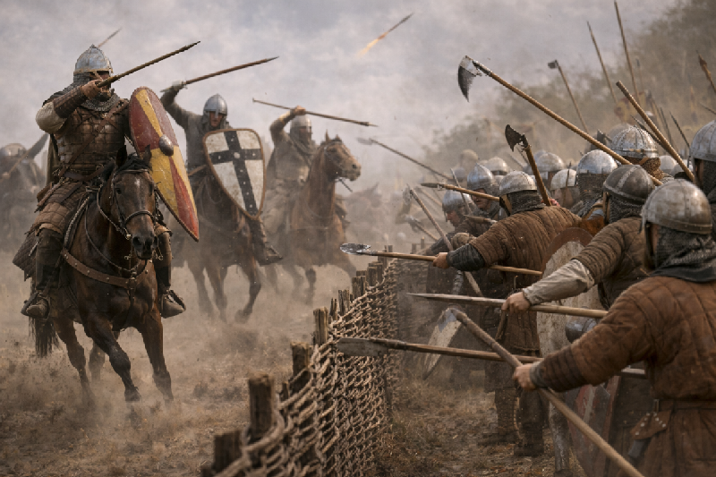 Norman Knights attacking the Saxon Shield Wall