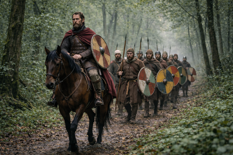 Saxon Thanes leading the Fyrd through the Forest