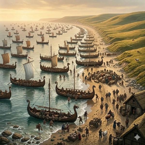 The Norman Fleet landing near Hastings