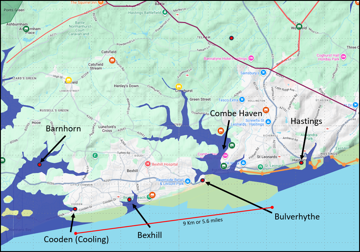 A map of the coastline at Hastings in 1066AD