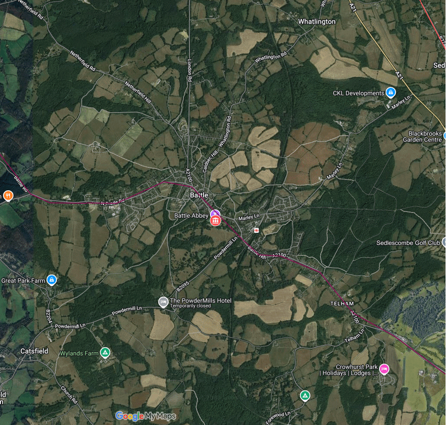 Battle Abbey leuga on Google maps