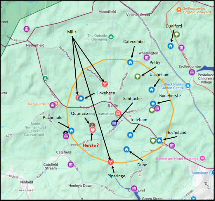 Map of the Leuga of Battle Abbey