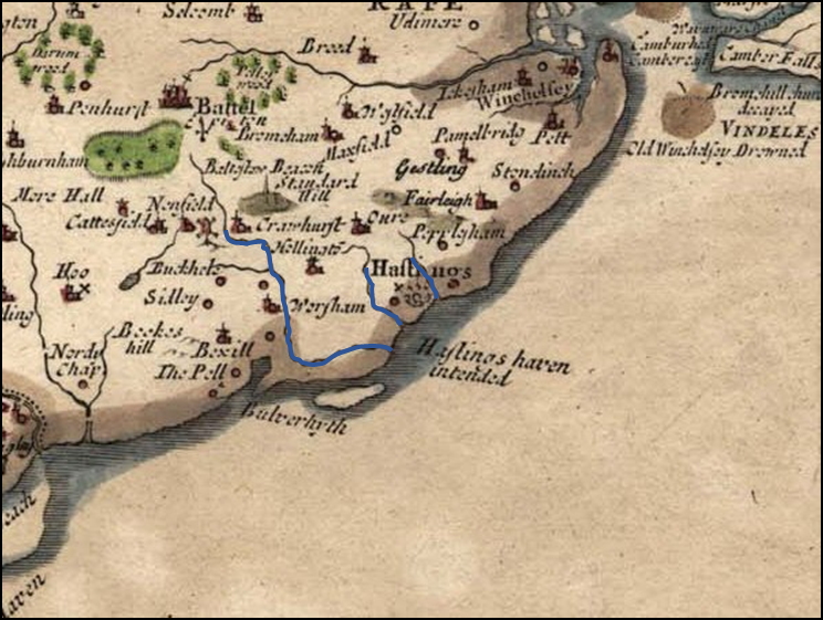 John Norden map of Hastings published in 1594AD