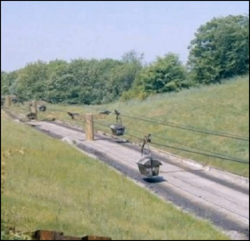 Overhead aerial ropeway near Brightling