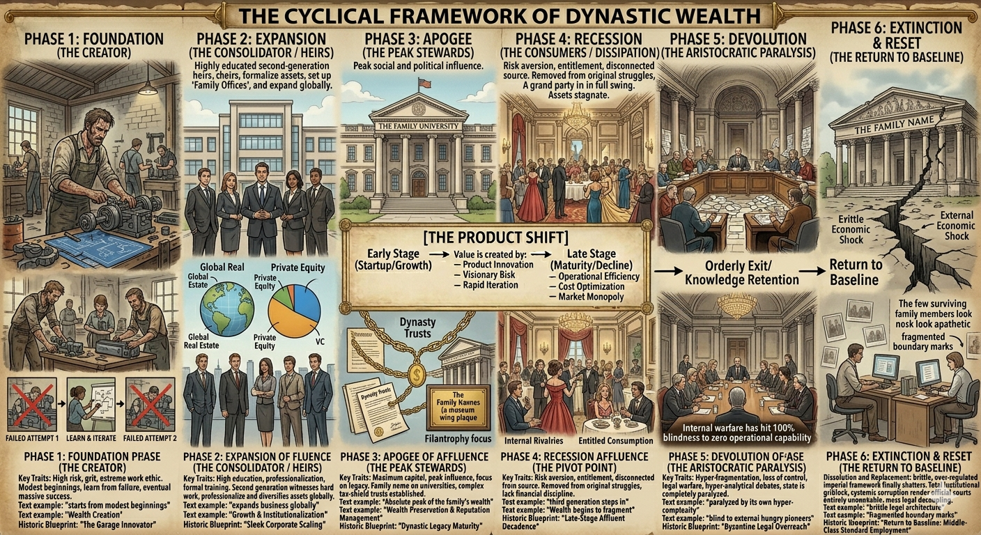 The Rise and decline of Dynastic wealth