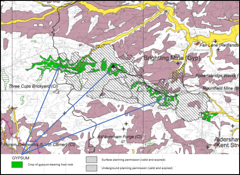 An overview of the Gypsum deposits near Mountfield in East Sussex