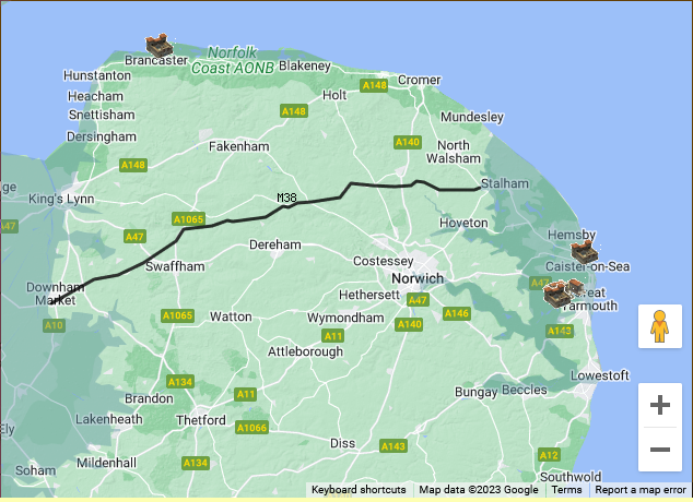 Detailed route of Margary M38