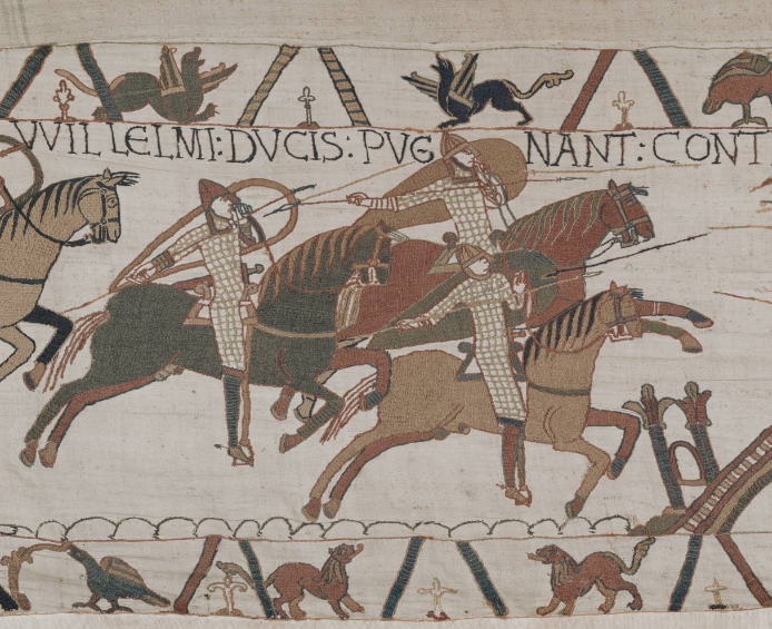 Norman Cavalry throwing spears from the Bayeux Tapestry