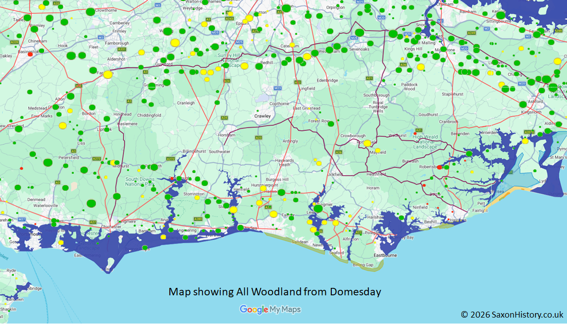 All the Woodland recorded at Domesday 1086AD