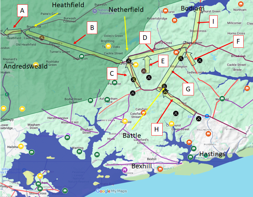 Possible Saxon retreat routes