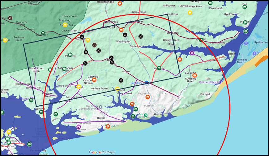 Maximum distance for Battle of Hastings from the Coast