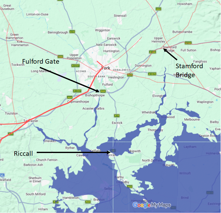 Representation of Riccall with the high tide raised