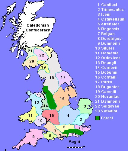 Map of pre Roman Tribes in Britain