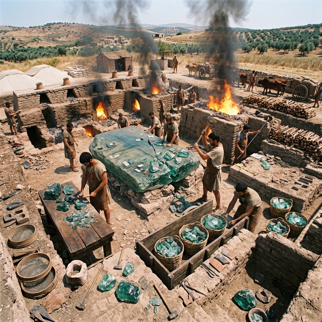 An AI representation of Roman Glass manufacture in the Levant