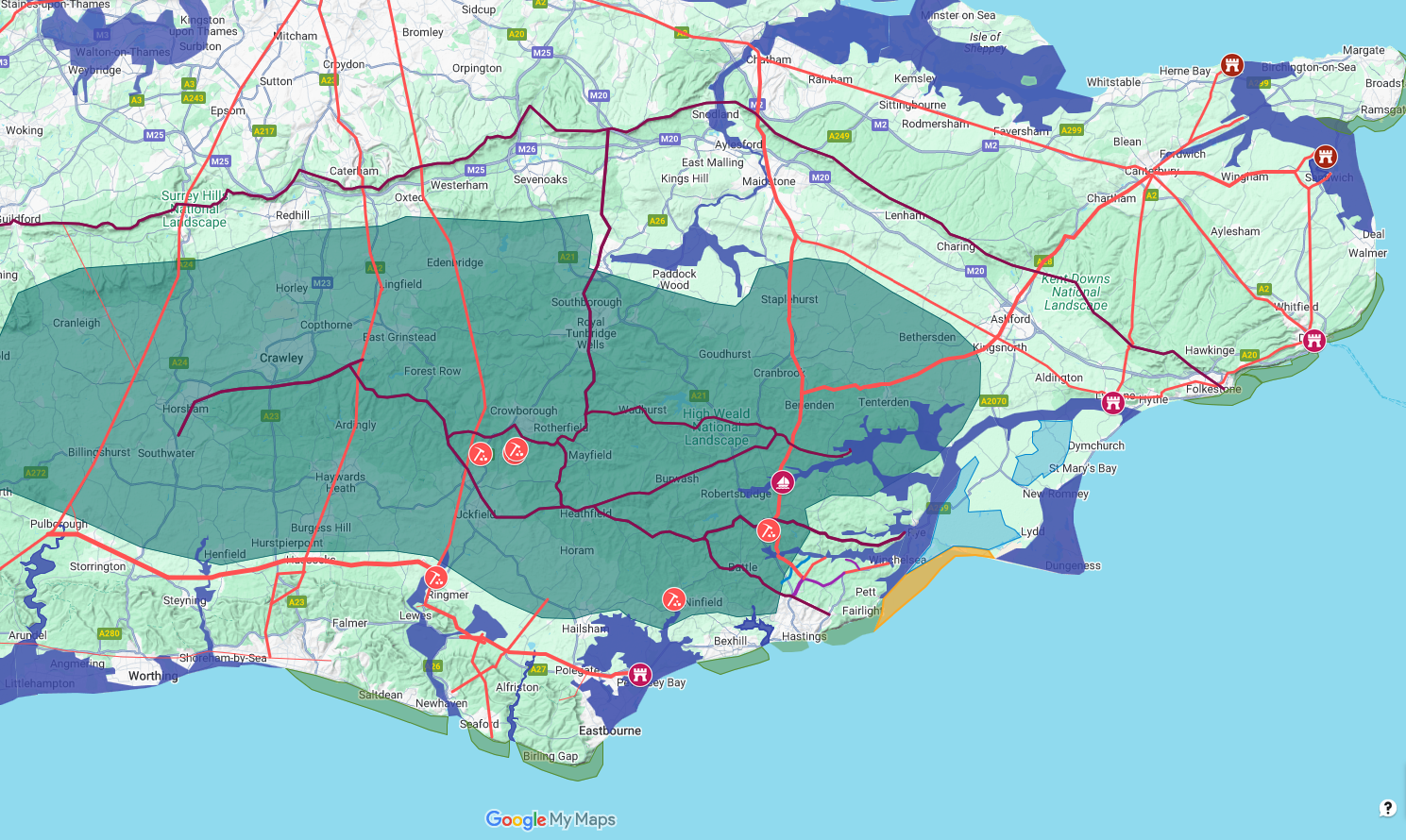map showing the location of the Roman Iron workings from the 4th Century
