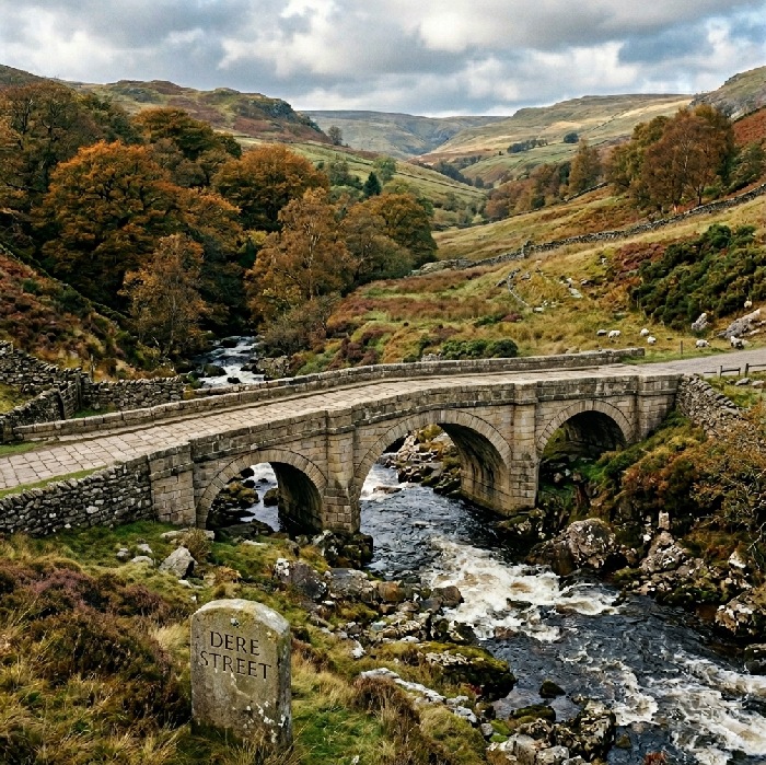 Roman road passing over a Yorkshire burn