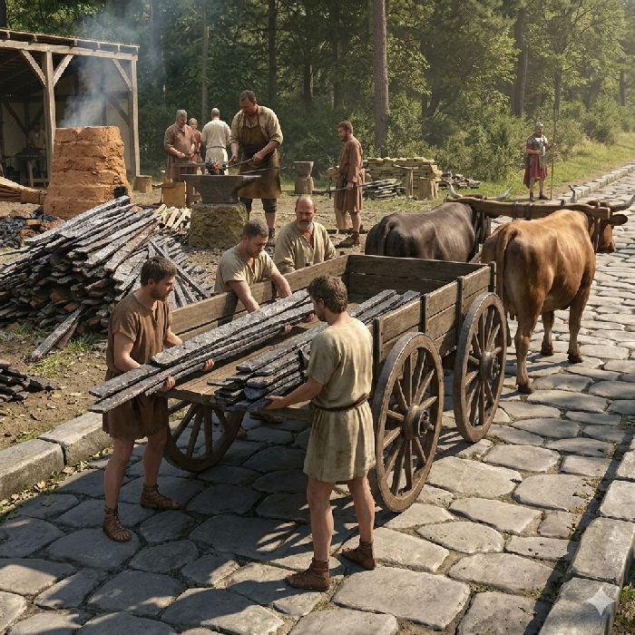 Transporting the Skelps by cart